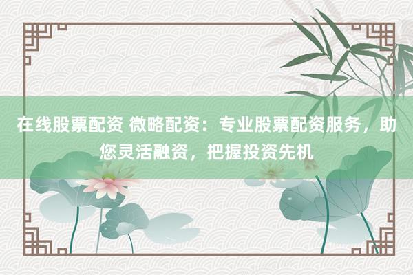在线股票配资 微略配资：专业股票配资服务，助您灵活融资，把握投资先机