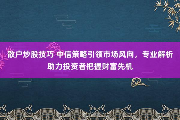 散户炒股技巧 中信策略引领市场风向，专业解析助力投资者把握财富先机