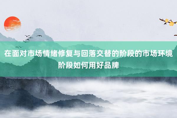 在面对市场情绪修复与回落交替的阶段的市场环境阶段如何用好品牌