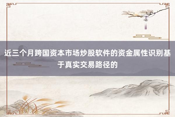 近三个月跨国资本市场炒股软件的资金属性识别基于真实交易路径的
