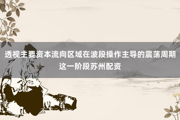 透视主要资本流向区域在波段操作主导的震荡周期这一阶段苏州配资