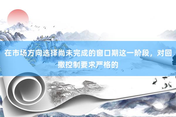 在市场方向选择尚未完成的窗口期这一阶段，对回撤控制要求严格的