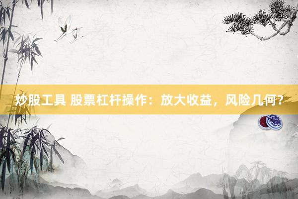 炒股工具 股票杠杆操作：放大收益，风险几何？